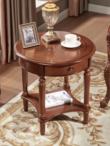 Small Round Solid Wood Coffee Table Side Table