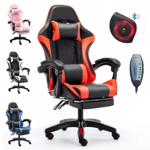 Small Size Space Saving Staff Chair Office Household Computer Gaming Chair Study Chair with Bluetooth Speakers and RGB Lights