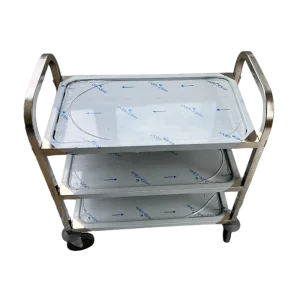 Small Size Stainless Steel 304 201 Manual Utility Cart 4″ Castors Food Medical Service Trolley Hotels Restaurants