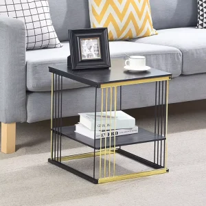 Small Table Luxury Modern Marble Grain Black Coffee Tables End Side Steel Coffee Tables