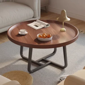 Small Wood Metal Frame Coffee Table with Storage Space Retro Modern Design Home Furniture for Living Room Balcony
