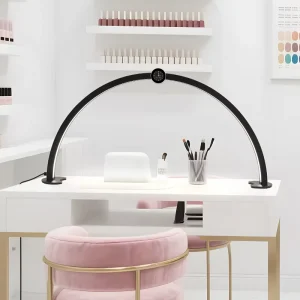 Smart Display Manicure Table Light Adjustable Brightness 3 Color Temperature Half Moon Nail Lamp