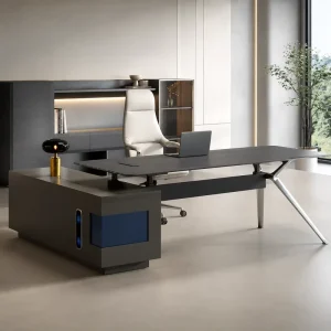 Smart Height Adjustable Executive Office Desk with Side Cabinet for CEO Manager Workspace
