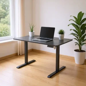 Smart Modern PVC Electric Height Adjustable Desk with Single Motor for Office Home Study Use