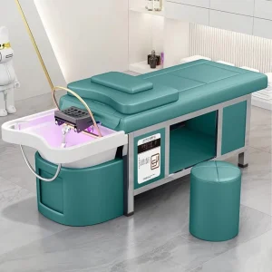 Smart Smokeless Stainless Steel Salon Shampoo Chair Water Circulation Steaming Modern Design High Density Sponge Ceramic Basin