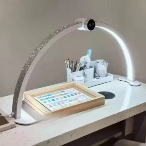 Smart Touch Screen Nails Desk Lamp 48W Rhinestone Professional LED Half Moon Light Nail Table Lamp