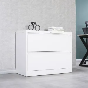 Smooth 2 Drawer Steel Office Filing Cabinet Easy Open Close Lockable for Workshop Use Provides Classified Storage for Different