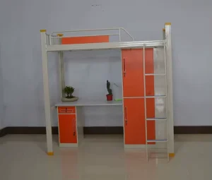 Soft Design Dormitory Steel Bunk Bed Loft Bed With Wardrobe and Desk