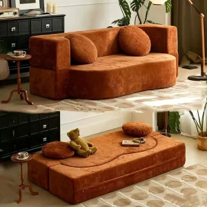 Soft Sofa Bed Convertible Into a Sleeping Chair Back Support Compressible Packable Equipped with a Sponge Cushion