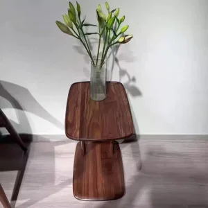 Solid Black Walnut Movable Side Small Tea Multifunctional Bedside End Table with Stable Wooden Structure