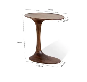 Solid North American Black Walnut Tulip Shaped Side Table Modern Hourglass Pedestal End Table for Living Room Hotel Apartment
