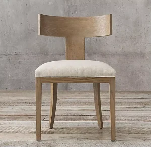 Solid Oak Ergonomic Farmhouse Design Bar Stool 50x50cm 82 105cm Linen T Back Upholstered Counter Kitchen Island OEM ODM