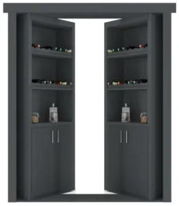 Solid Oak Wood Gas Tight Hidden Door Custom Size Bookshelf Interior Secret Door for Basement Warehouse Apartment Finished