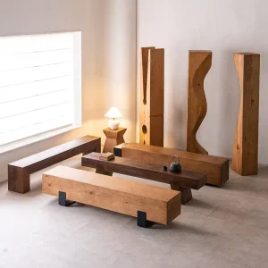 Solid Pine Wood Benches for Shoes Storage Bedroom Entryway Seating Retro Wabi-Sabi Design Durable Home Furniture