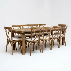 Solid Pine Wood Folding Farm Table for Wedding Banquet Event Rental Rustic Farmhouse Dining Table for Party Venue