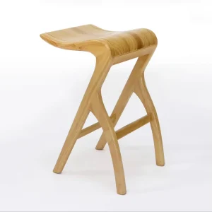 Solid Precious Wood Nordic Bar Dining Wooden Chair Unique Design Strong Weight Capacity High Bar Stool