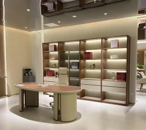 Solid Walnut Bookshelf with Integrated LED Lighting Custom Size Ample Storage Minimalist Statement