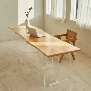 Solid Walnut Wood Modern Square Eco Friendly Waterproof Dining Table Iron Base Home Furniture 6 Seater Restaurant