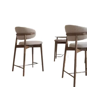 Solid Wood Adjustable High Stool Bar Chair with Chrome Base Modern Design for Dining Living Room & Kitchen Use