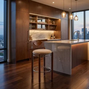 Solid Wood Bar Stools High Backrest Modern Scandinavian Design Kitchen Island Counter Chairs Manufacturer OEM Custom