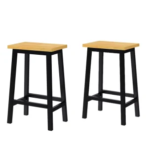 Solid Wood Bar Stools (Not Iron) 25.6″ Tall Set of 2 Bar Chairs Kitchen Counter Stools with Footrests Farmhouse Stools