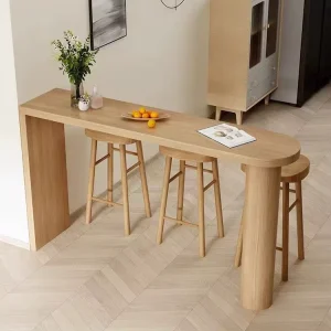 Solid Wood Bar Table Modern Minimalist Design for Home Living Room Dining Partition Balcony High Table and Chair Set