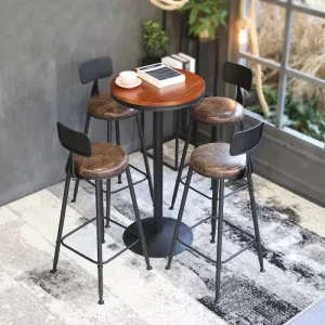 Solid Wood Bar Table Round High Table Round Table Chair Set Small Simple High Table Bar Table Chair