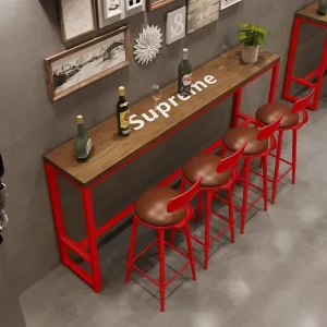 Solid Wood Bar Table and Chairs American Bar High Table Restaurant Long Table