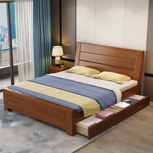 Solid Wood Bed 1.8m Queen Bed 1.5M Double Bed Economical Simple Modern Furniture Master Bedroom Storage