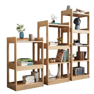 Solid Wood Bookshelf Bedroom Small Study Shelf Living Room Magazine Shelf Against the Wall Bookcase Combination Cabinet