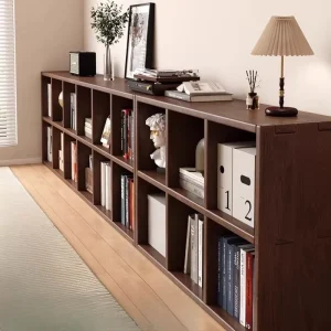 Solid Wood Bookshelf Cabinet for Home Office Easy to Install Storage Organizer Display Shelf for Bedroom and Living Room