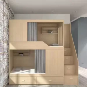Solid Wood Bunk Beds with Modern Design for Student Dormitory Apartment & E sports Hotel Spaces in Capsule Style