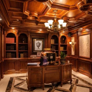Solid Wood Cabinets Luxury Custom Home Office Furniture Library Bookcase Executive Desk Villa Hotel Project Bespoke Cabinetry