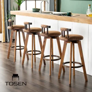 Solid Wood Carbide Bar Chair American Style Rotating Bar Chair Front Desk High Legged Chair Creative High Legged Bar Stool