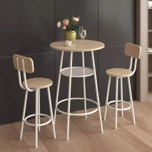 Solid Wood Casual Bar Table Chair Combination 2-Seater Commercial New Chinese Style Balcony Window Cafe Home High Foot Table