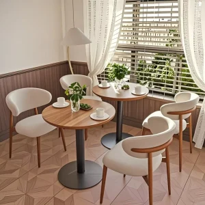 Solid Wood Chairs Tea Restaurant Retro Coffee Shop Baking Milk Tea Western Dining Table Chair Sets Commercial Tables