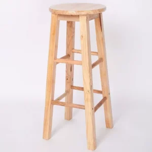 Solid Wood Commercial Bar Stool Durable Heightening Restaurant Use Minimalist Modern Design Four Legs Base Bar Furniture