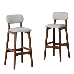 Solid Wood Commercial Bar Stool with Backrest Pedal Configuration Modern Simple Design for Restaurant and Home Use