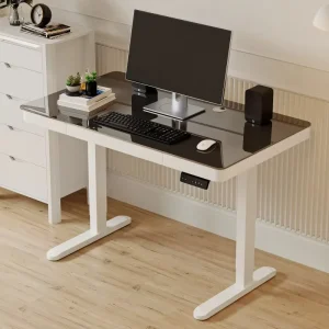 Solid Wood Computer Desk Automatic Adjustable Height Modern Design Home Office Use Durable Storage