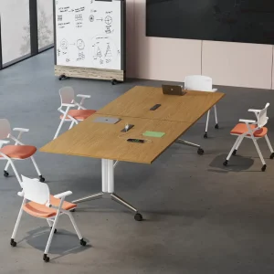 Solid Wood Conference Table Adjustable Eco Friendly Foldable Multi Functional Design for Home Office Use