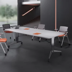 Solid Wood Conference Table Adjustable Eco Friendly Oblong Design 10 Seater Commercial Use Office Furniture