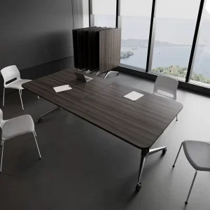 Solid Wood Conference Table Adjustable Eco Friendly Oblong Design for Commercial Office Spaces