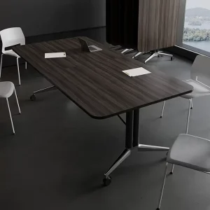 Solid Wood Conference Table Adjustable Eco Friendly Oblong Design for Commercial Office Spaces