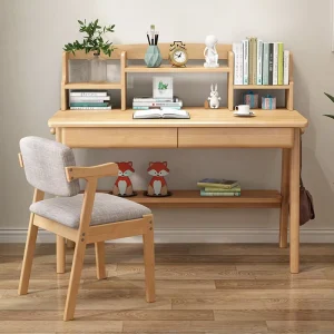Solid Wood Desk Bookshelf for Boys Girls Nordic Style Suitable for Small Apartments Student Bedroom Study Office