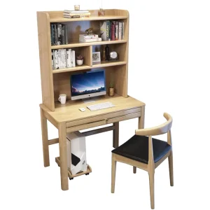 Solid Wood Desk with Bookshelf Integrated Small Table for Small Apartments Bedside Table Study Writing Desk Simple Computer Desk