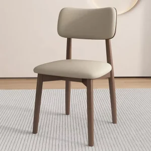 Solid Wood Dining Chair with Leather Backrest Modern Design for Home Bar and Restaurant Walnut Finish