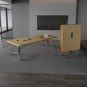 Solid Wood Eco Friendly Commercial Modern Adjustable Foldable Oblong Conference Table for Home Office Use Multi Functional