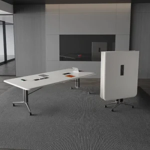 Solid Wood Eco Friendly Commercial Modern Conference Table Adjustable Foldable Oblong Design for Home Office School Hospital Use