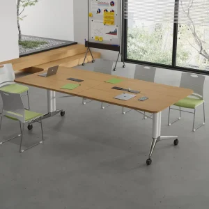 Solid Wood Eco Friendly Modern Conference Table with Adjustable Foldable Legs Multi Functional Design for Office and Hotel Use