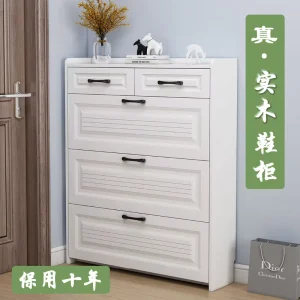 Solid Wood Ecological Board Ultra thin Flip top Shoe Cabinet Large capacity Entrance At Home Easy To Store In The